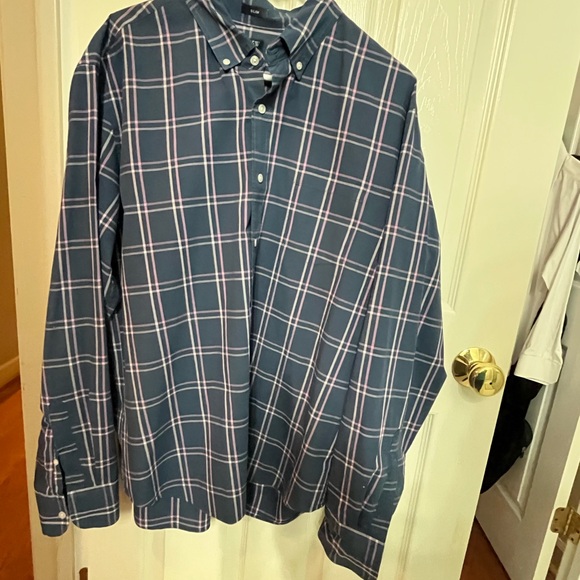 Men’s J.Crew XL slim plaid shirt in dark blue. Worn once. Like new. - Picture 2 of 2